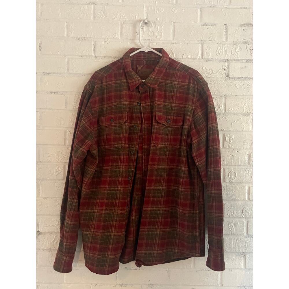 Orvis Mens Men's Size M Plaid Flannel Button Up Shirt 100% Cotton Long Sleeve